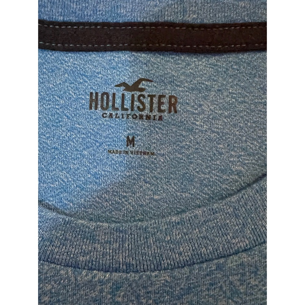 Hollister Mens Graphic T-Shirt Blue Heather Logo Short Sleeve Crewneck Medium - Picture 4 of 6